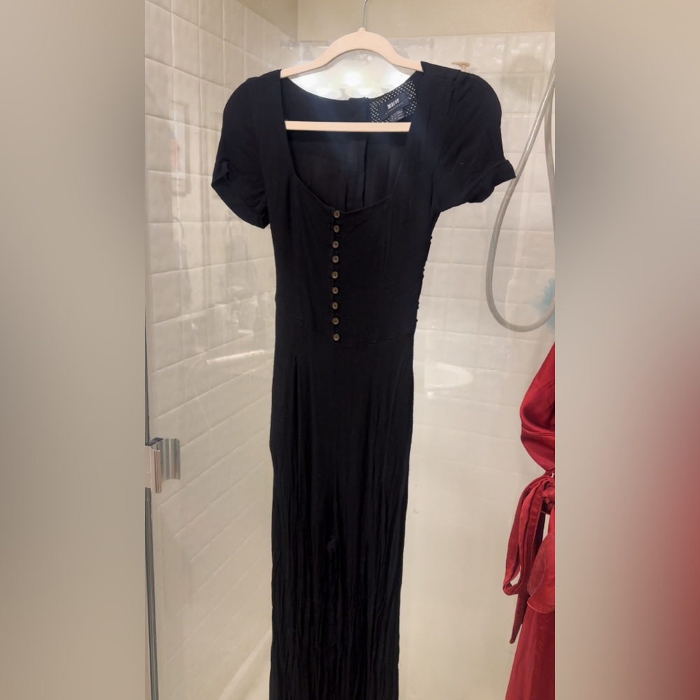 Maeve Black Jumpsuit/Pantsuit with buttons and tie